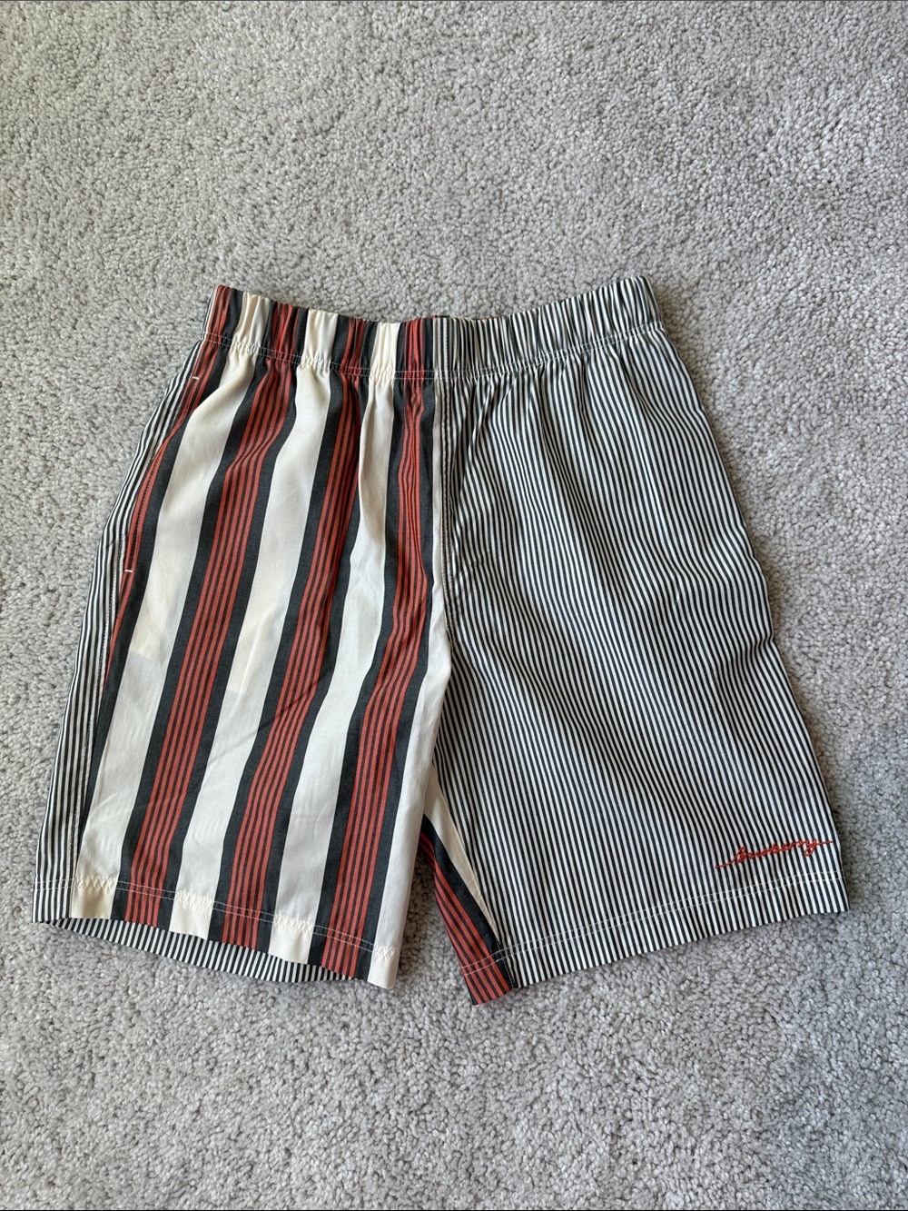 Burberry Black, White & Red Striped Kids Shorts